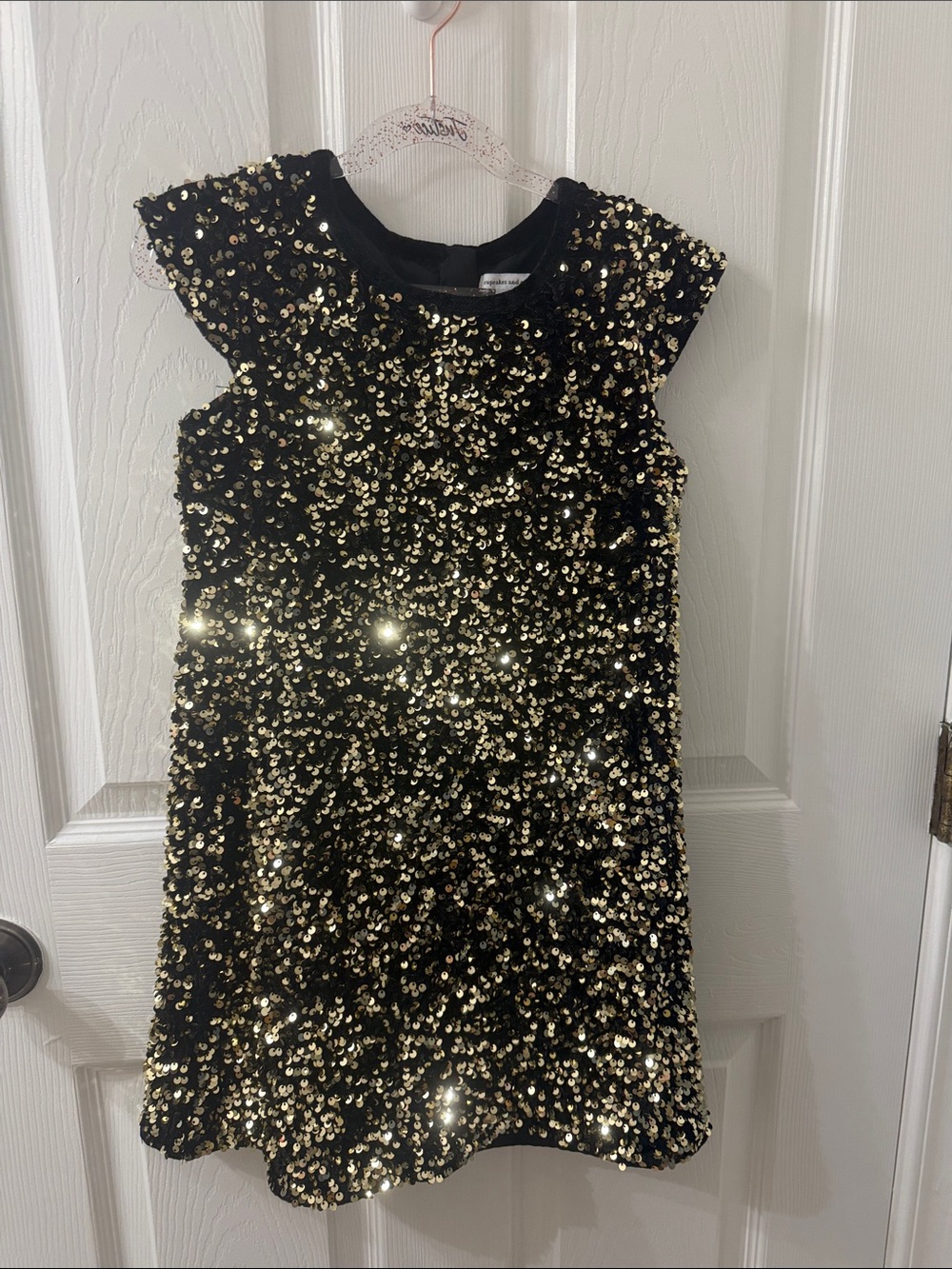 Justice Black and Gold Sequin Party Dress